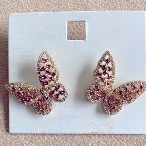 3 for $10 NWOT Butterfly rhinestone earrings